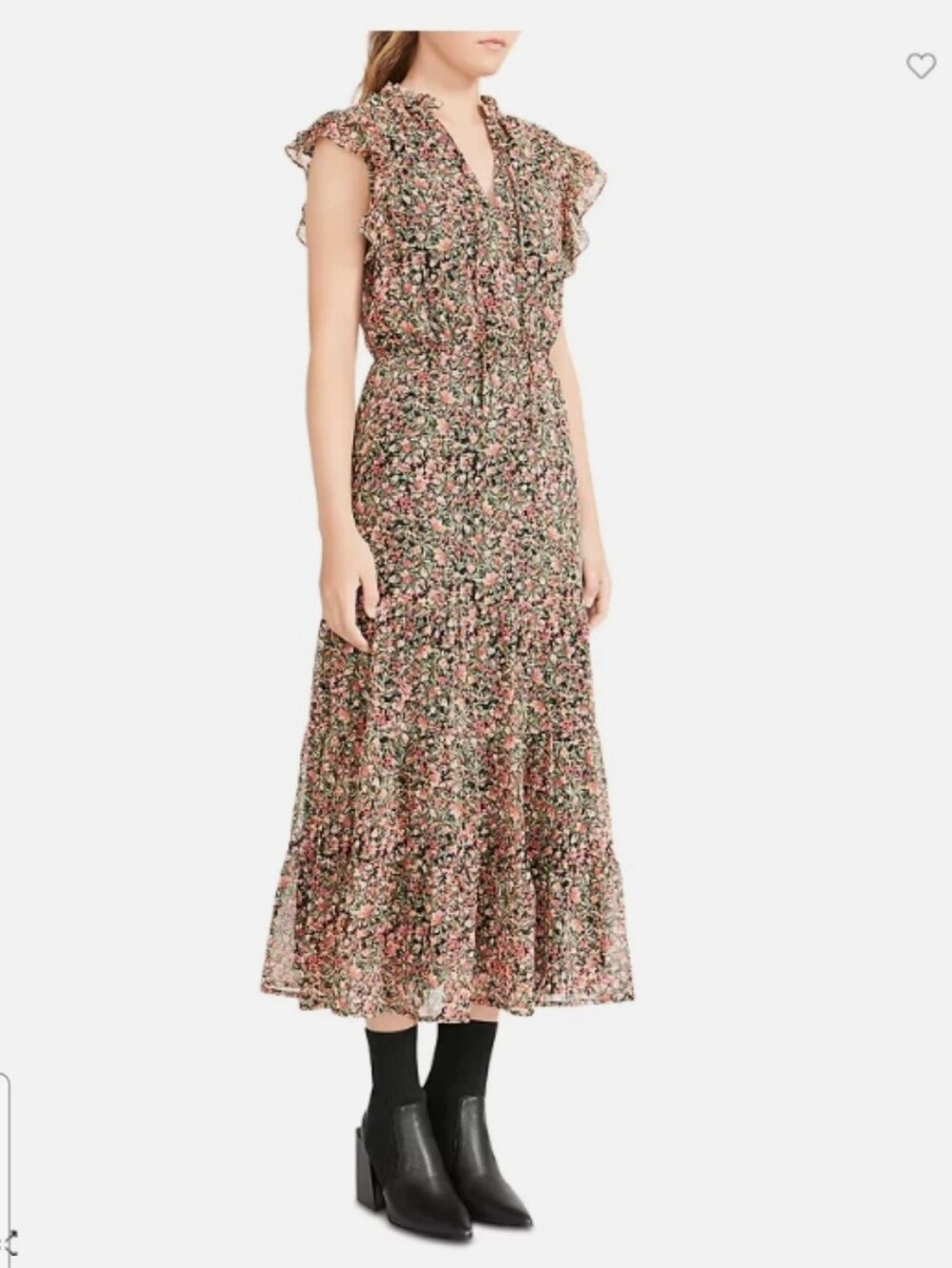 BB Dakota Steve Madden Floral Ruffle Midi Dress Size L